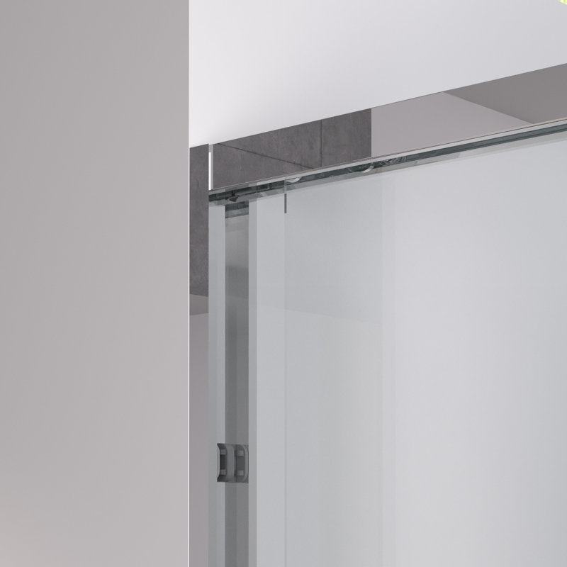 Porte de douche double 44 à 48 po x 76 po pour salle de bain, cadre en aluminium avec finition, verre trempé transparent de 1/4 po (6 mm) et installation incassable et réversible