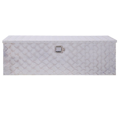 48Inch Aluminum Tool Box,Heavy Duty Truck Bed Tool Box,Outdoor Trailer Pickup Storage Tool Box,RV Storage Organizer,Underbody Box W/Lock Keys,Silver 48X15x15inch