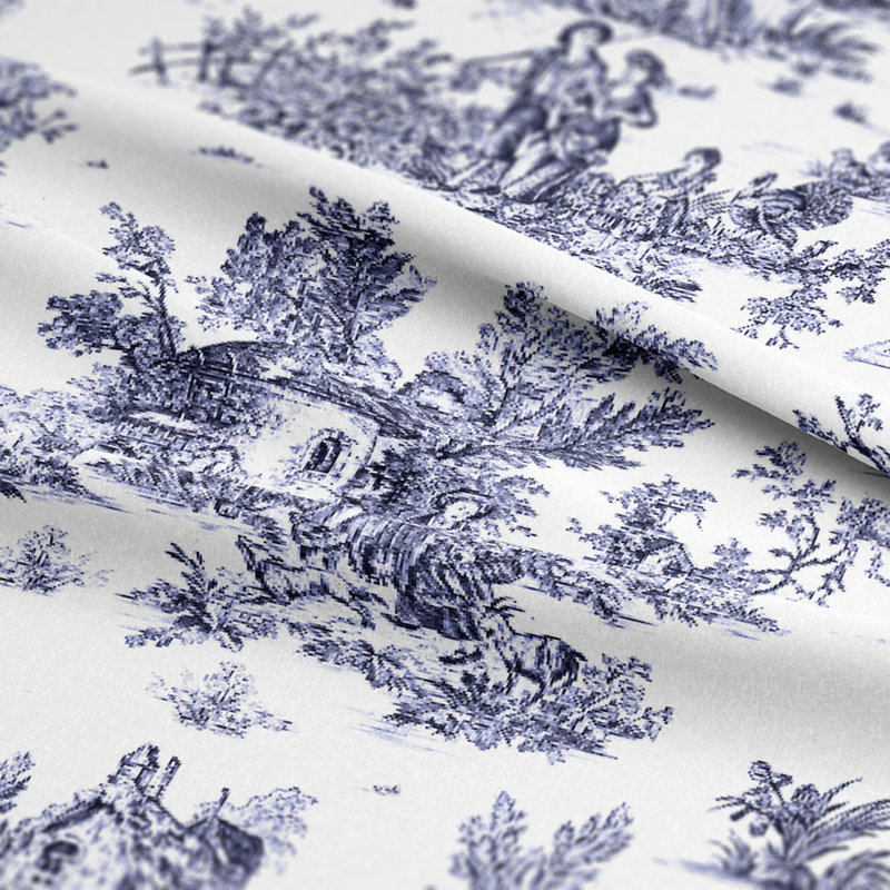 Ensemble de housse de couette Toile Indigo Jardin Du Jouy 8 pièces, Housse de couette Très grand californien + 7 piè