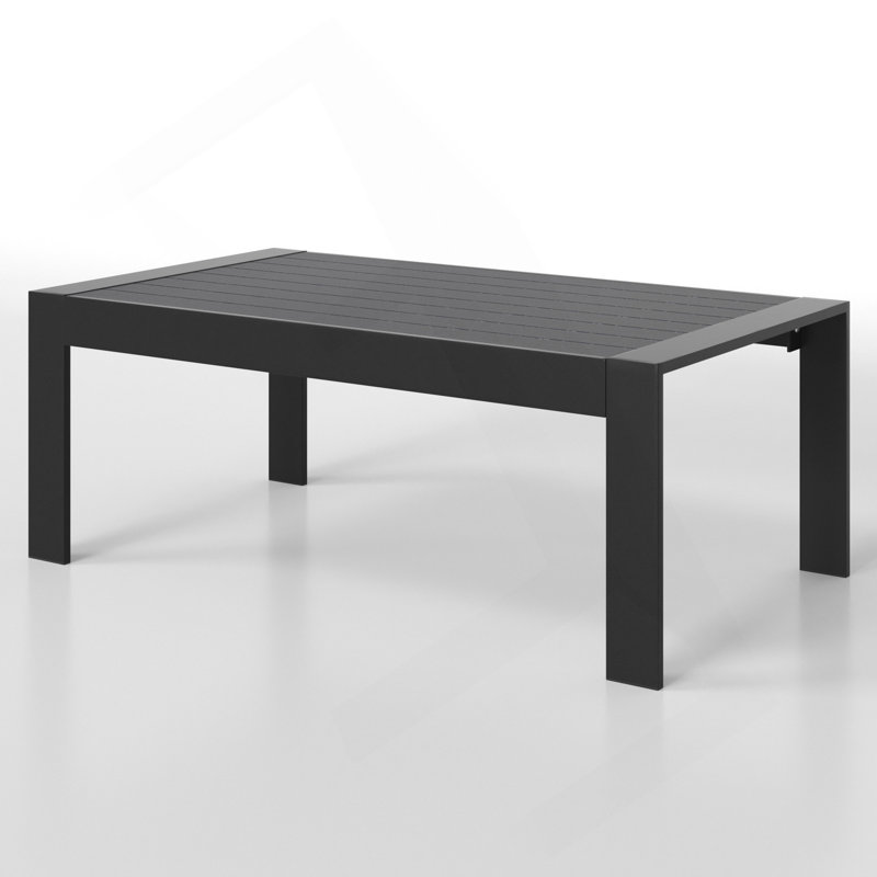 Table basse d'extérieur en aluminium toutes saisons, moderne et durable pour le patio et le jardin, , Noir