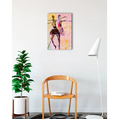 «Watercolor Ballet Dancers Duo II» par Cliff Warner, reproduction d'art sur toile tendue