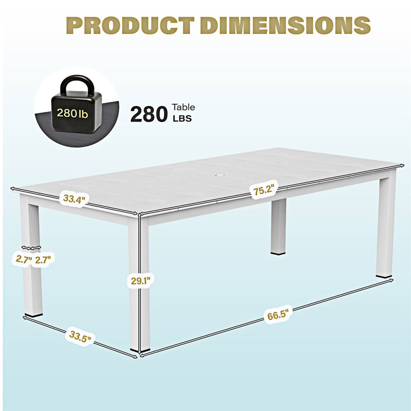 Table de salle à manger d'extérieur, Blanc
