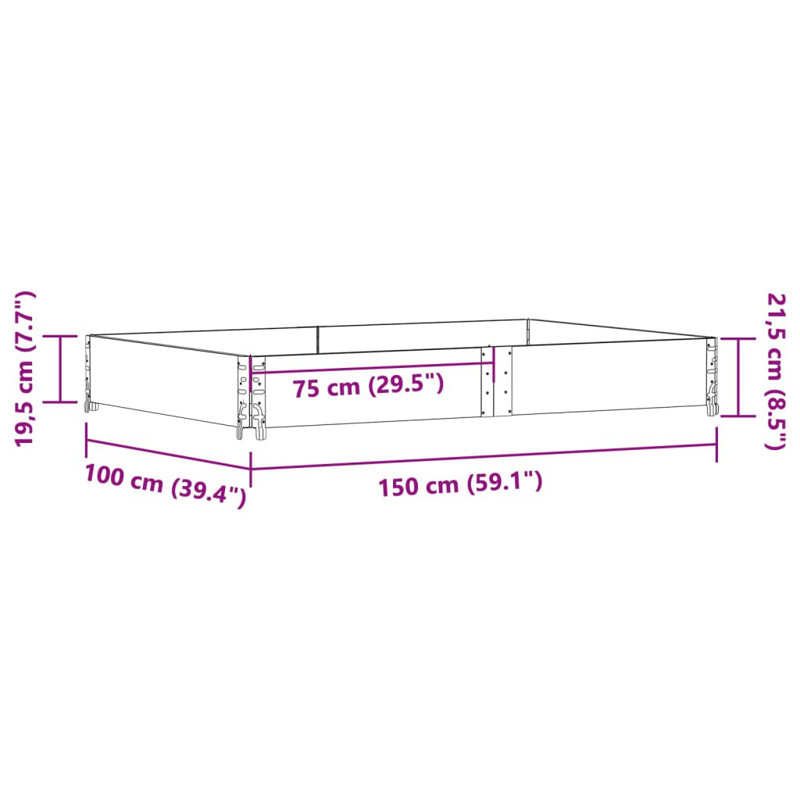 Corliss Wood Planter Box, 21.5cm H x 150cm W x 100cm D, Black