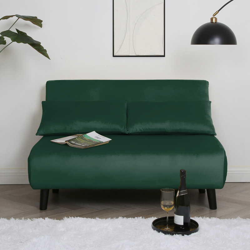 Double Sofa Bed - Fold Out Bed Chair, Velvet, Green