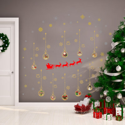 Décalcomanie murale ornements de noël pour père noël