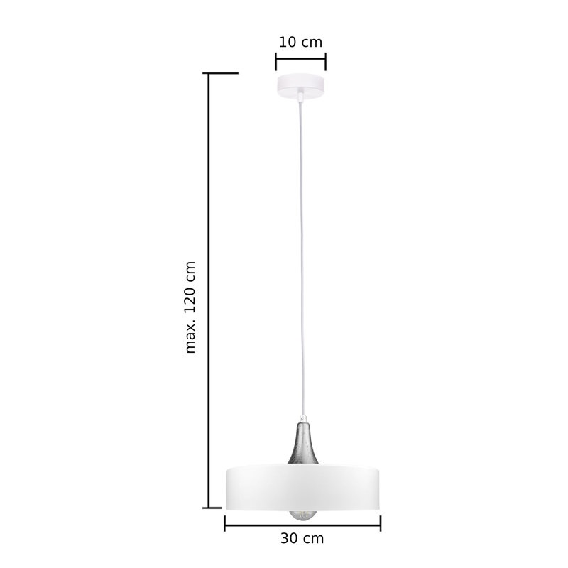 Cajigas 1 - Light Drum Pendant, White/Silver