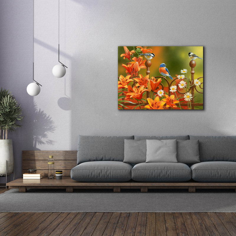 «Rusty Fence and Lilies» par William Vanderdasson, H 40 po x l 54 po x P 1,5 po