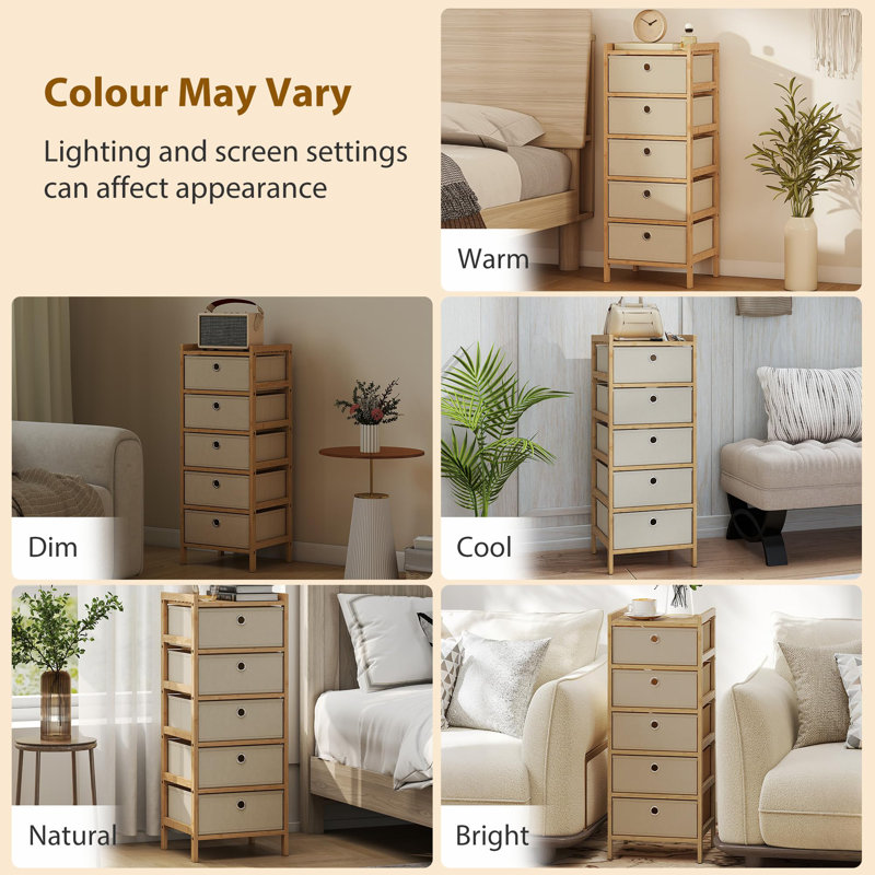 5 Drawer Storage Drawer, Cream White