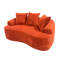 Rouge orange incurvé 65,55 po, coussins à ressorts ensachés, 3 coussins décoratifs, sièges moelleux pour chambre orange, sans assemblage, convient aux petits espaces
