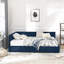 Cadre de lit double capitonné avec rangement pleine grandeur, cadre de canapé-lit avec dossier confortable et accoudoirs, lit double pour chambre à coucher, salon, velours, bleu foncé (80,5 po x 59 po x 29,5 po)-550577656-550577657