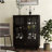  Minimalist Modern Wooden Storage Sideboard Cupboard with Double Glass Doors and Drawer for Living room, Dining Room, Hallway, Entryway-1421644222