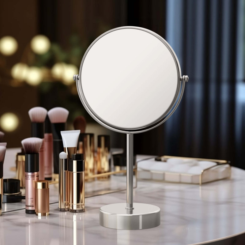 Circular Free Standing Magnifying Make Up Mirror, Chrome