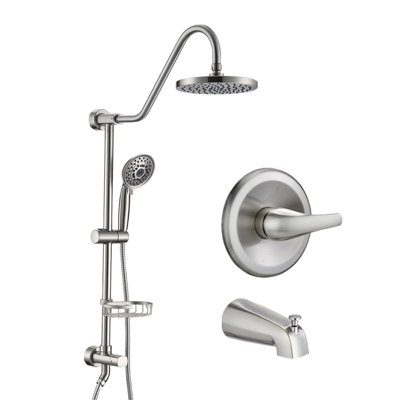Pomme de douche avec système de douche à main avec pomme de douche à pluie de 8 po et bec de baignoire (valve brute incluse)