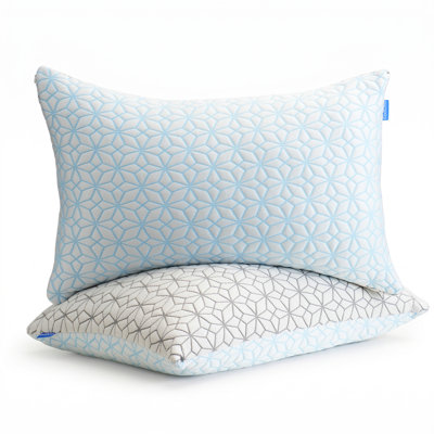 Cooling Memory Foam Pillows Set of 2 – Breathable Dual-Sided Cooling Cover, Medium Support Contour Pillow for Neck & Shoulder Pain, Bed Pillows for Back Side Sleepers