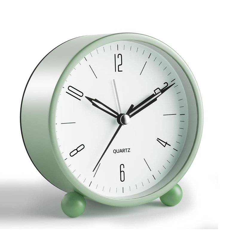Metal Electric Alarm Tabletop Clock, 10.41cm H x 13.97cm W x 5.33cm D, Green