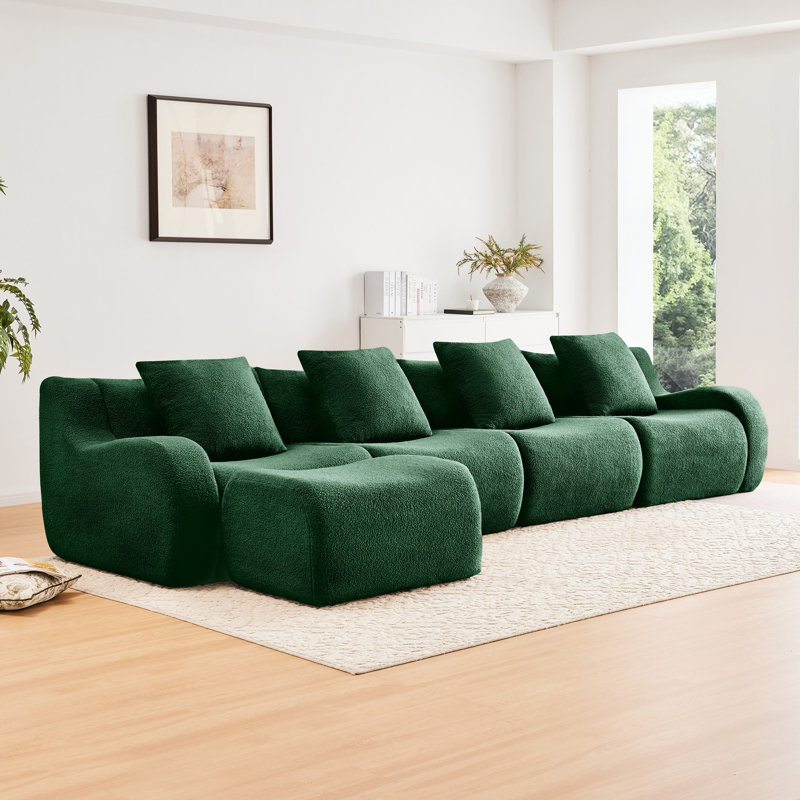 4 épaisseurs en forme de L en tissu, sans assemblage requis, courbées, base coulissante, éponge haute densité 32d pour un salon confortable avec sièges, caractéristique, décoration intérieure