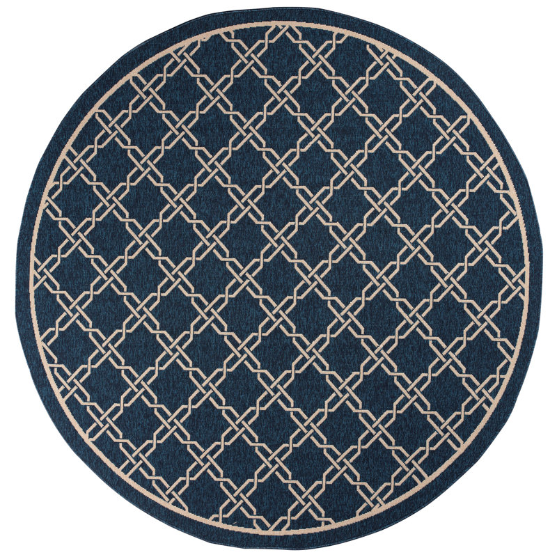 Tapis intérieur / extérieur bleu marine Wentzel, Rond 6 pi 7 po