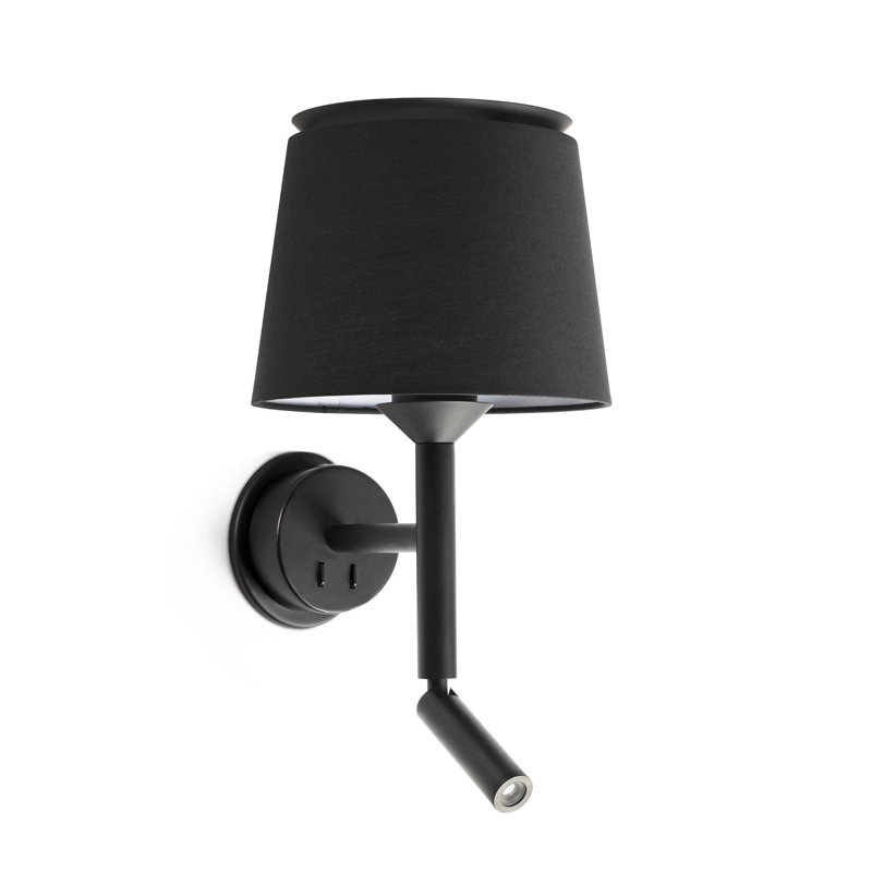 Savoy Wall Lamp With Reader, Black, Black