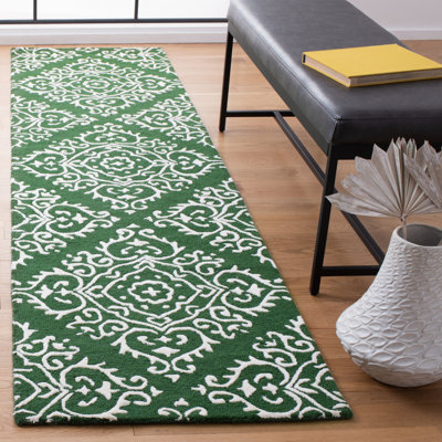 Tapis vert / ivoire en laine / viscose touffeté à la main Arissa