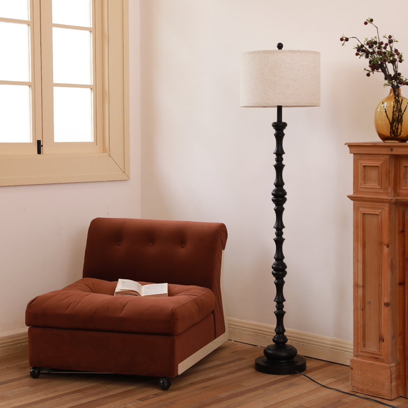62“ Traditional Resin Floor Lamp, Black