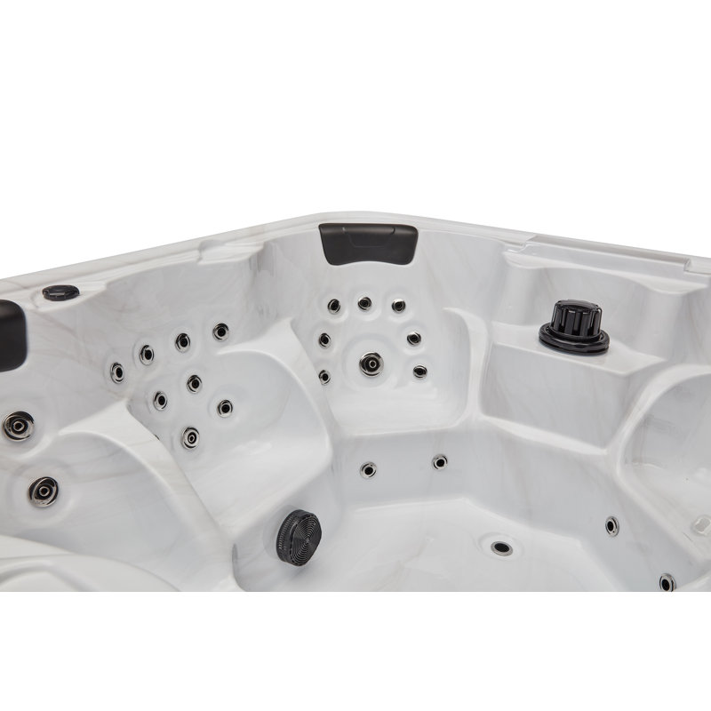 Gray Acrylic 6-Person Square Hot Tub with Ozonator