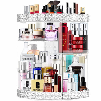 360° degree Rotating Beauty Tower - Large Capacity Makeup Organizer with 8 Adjustable Shelves for Bedroom Dresser