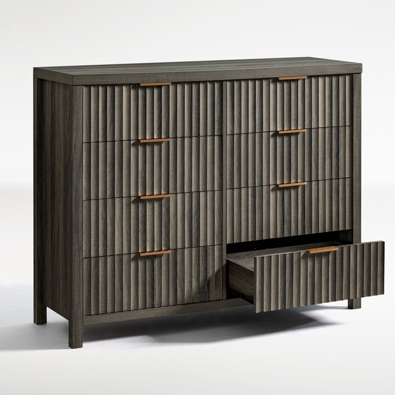 Commode 8 tiroirs Arrilla, Chêne minuit