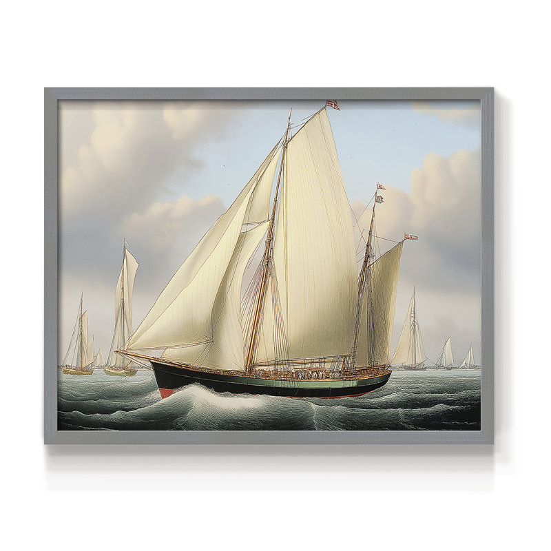 Nautical Series-CXIX -Framed Print - Restickable, 22" H x 28" W, Gray