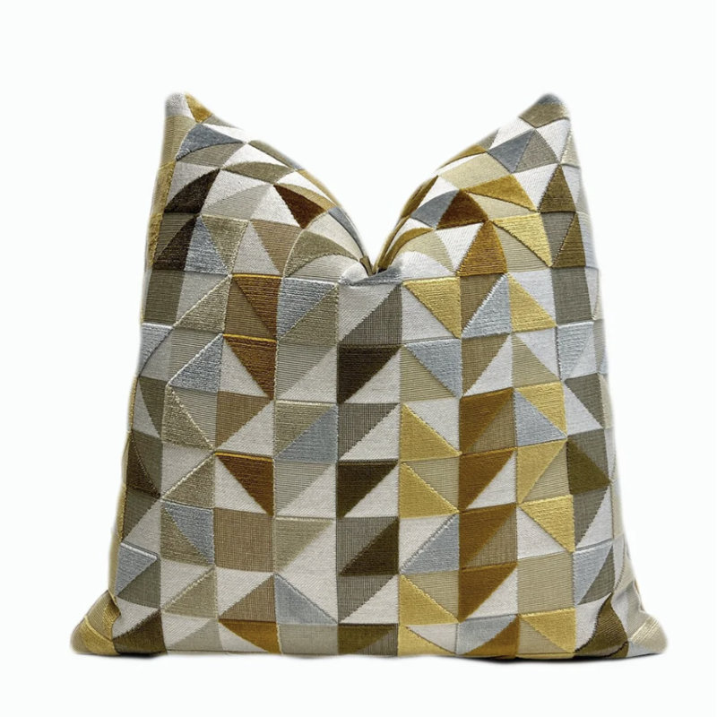Housse de coussin géométrique en velours, H 20 po x l 20 po, Doré