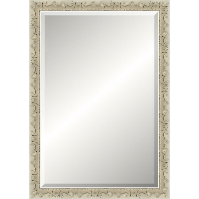 Miroir biseauté ivoire patiné