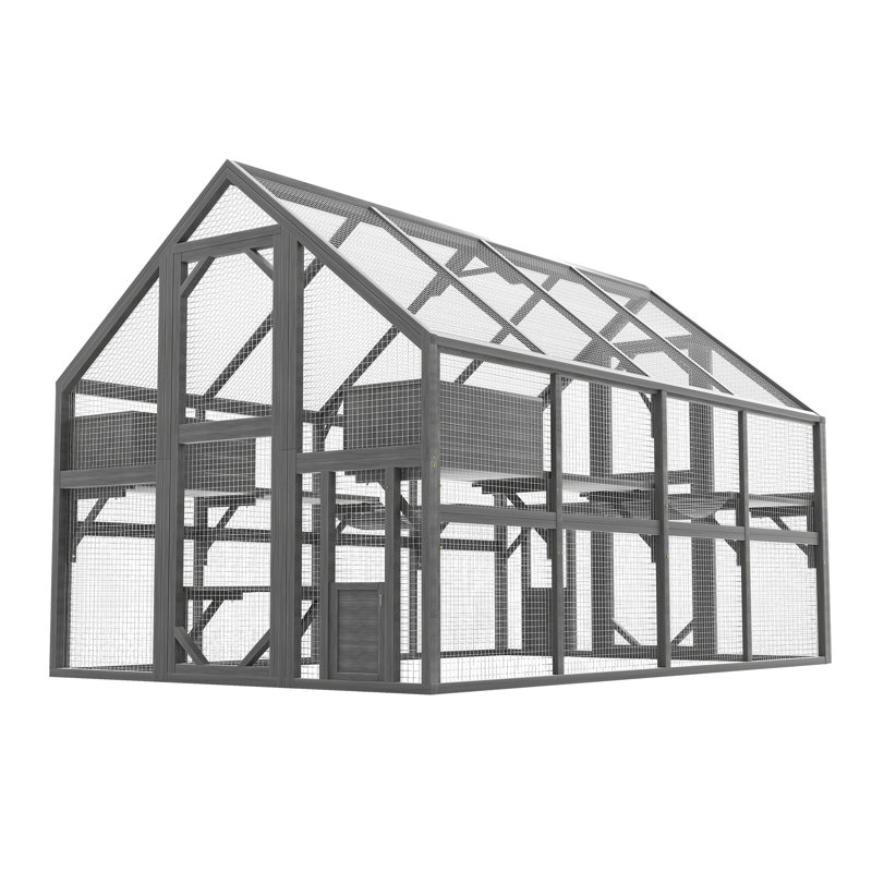 Spacious Wooden Cat Cage & Playpen, Large & Durable Outdoor Shelter
