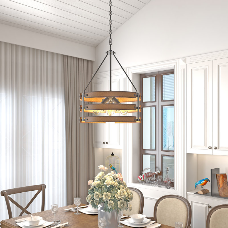 Inlight 18" Rustic and Industrial Design Farmhouse 3-Light Pendant for Kitchen Island, IN-0335-3-WD