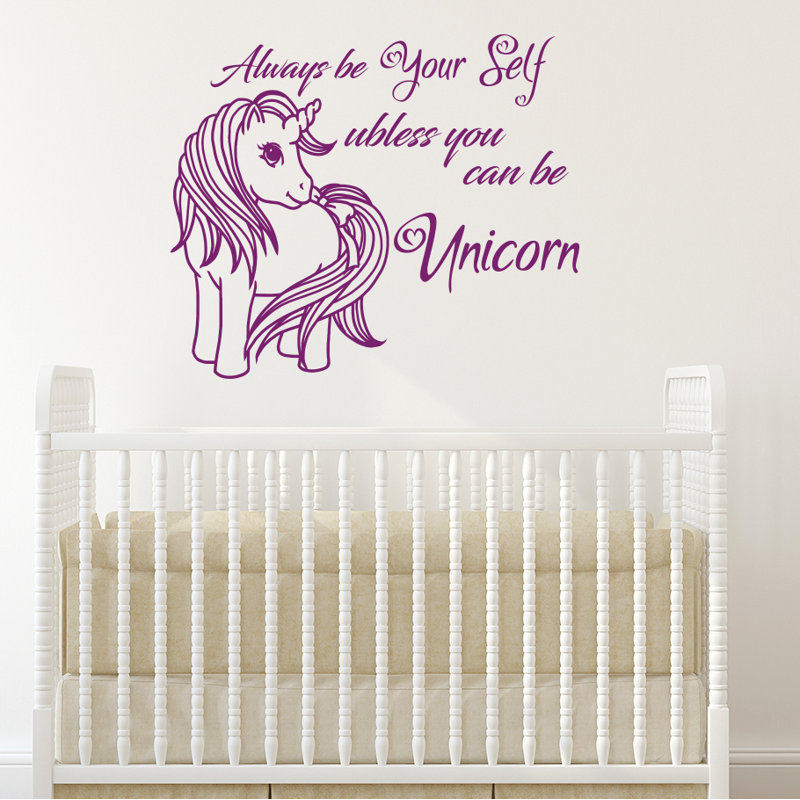 Décalcomanie murale chambre de bébé licorne, Violet