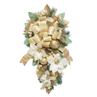 White Gold Poinsettia Swag