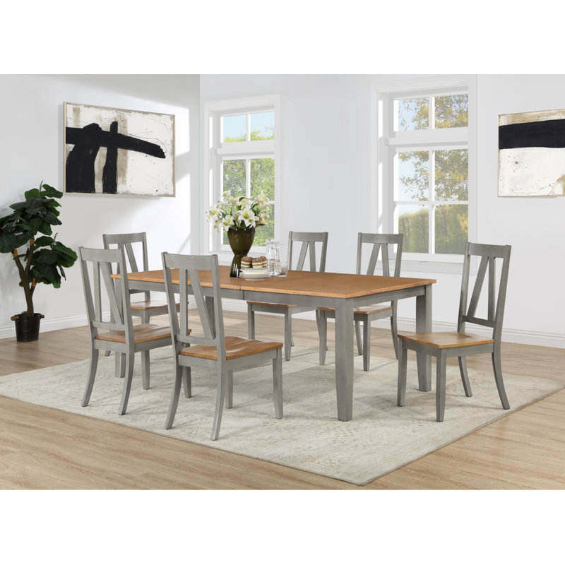 Devaansh Four Leg Dining Set, 7 Pieces: Table, 6 Chairs
