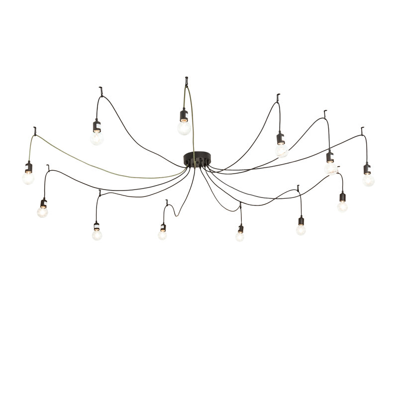 Black Glass 12-Light Indoor/Outdoor LED Pendant
