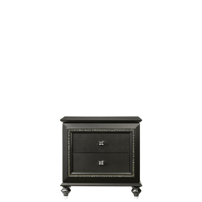 Table de chevet - Rangement élégant à 2 tiroirs avec rangement intérieur en feutre, Gris métallisé