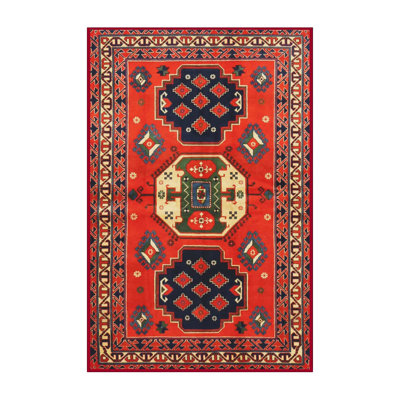 Tapis oriental en laine / polyester tissé à la machine à tisser à la machine / noir / bleu