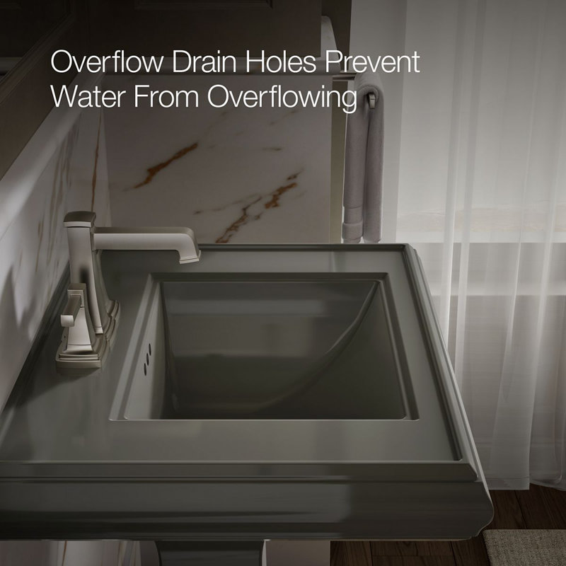 Memoirs 26.375" Tall Rectangular Pedestal Bathroom Sink with Overflow, Thunder Gray, Single Hole