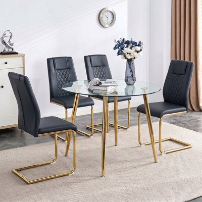 Anayjah 42" Round Glass Top Dining Table Set for Breakfast Nook