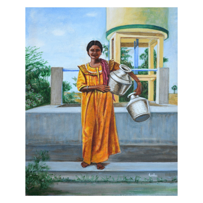 Village Belle - peinture acrylique | Acrylique sur toile | Par Usha Shantharam