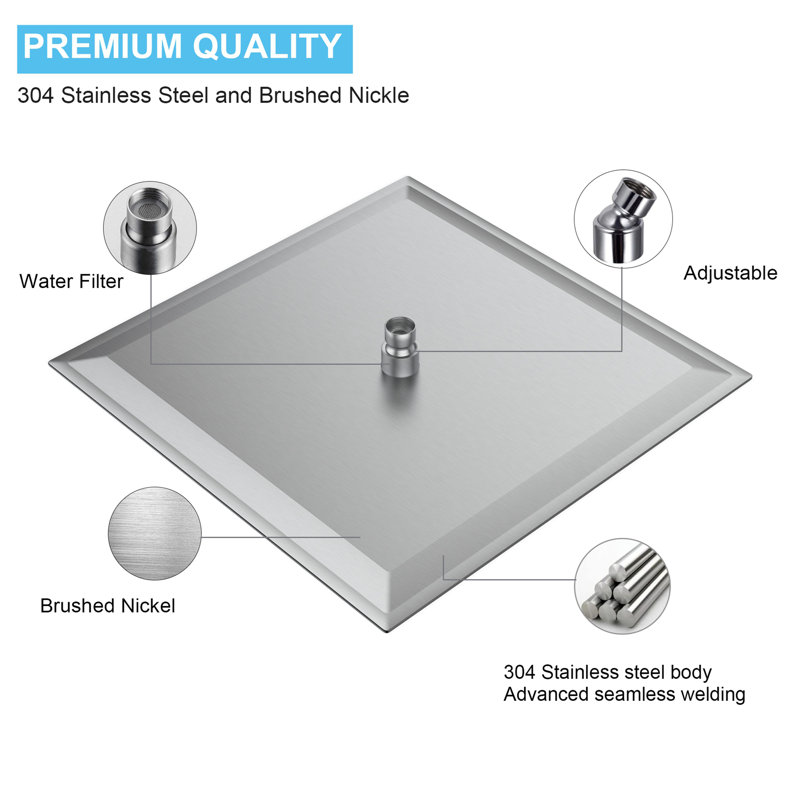 Ultra Thin Rain Shower Head, Brushed Nickel