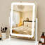 Miroir de maquillage rectangulaire à DEL, miroir de coiffeuse avec lumières, commande tactile intelligente, miroir de bureau à intensité variable 3 couleurs avec grossissement 10 fois-1591764688