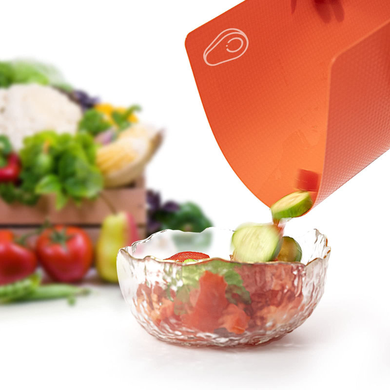 Lot de 10 planches à découper flexibles, en plastique sans BPA, antidérapantes, pour la viande et les légumes (multicolores).