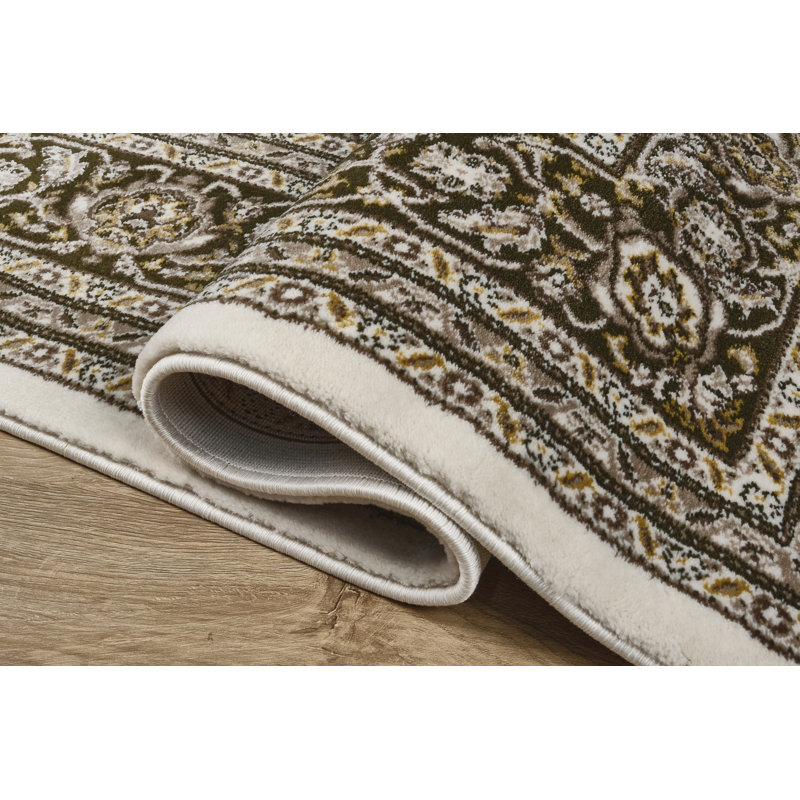 Tapis transitionnel à bordure Sutphin, vert, Rectangulaire 2 pi x 3 pi