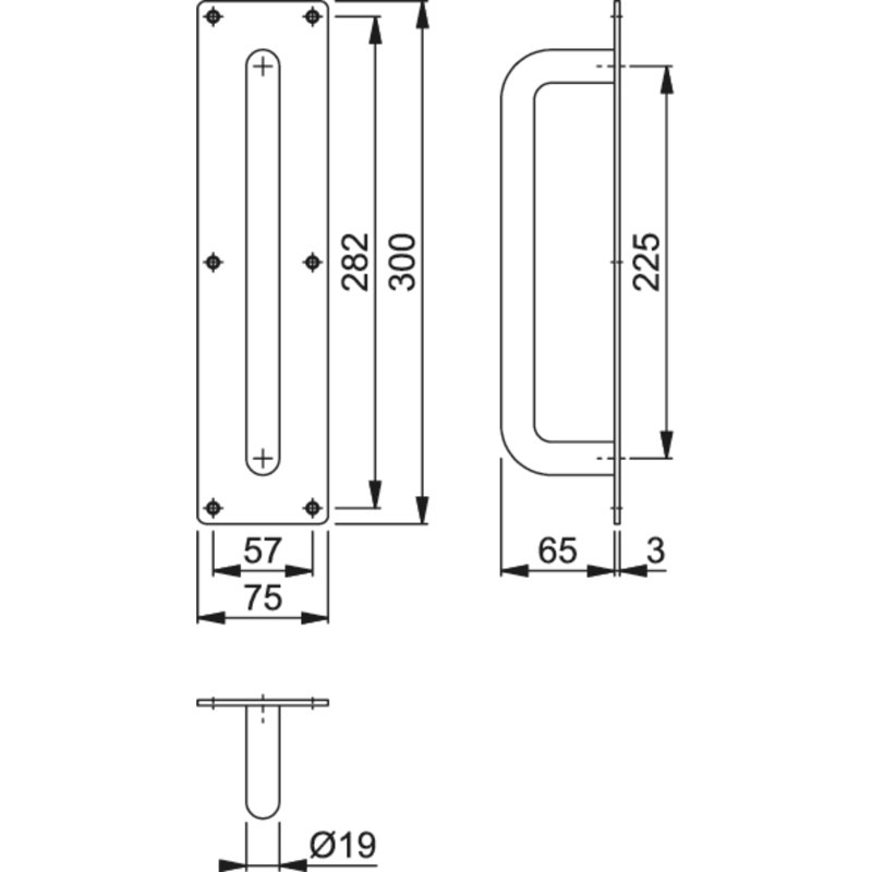 Amarey Face Fix Pull Handle On Plate, 30cm H x 7.5cm W x 6.8cm D