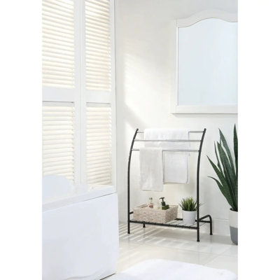 Freestanding 3 Hanging Bar Towel Rack With Bottom Shelf