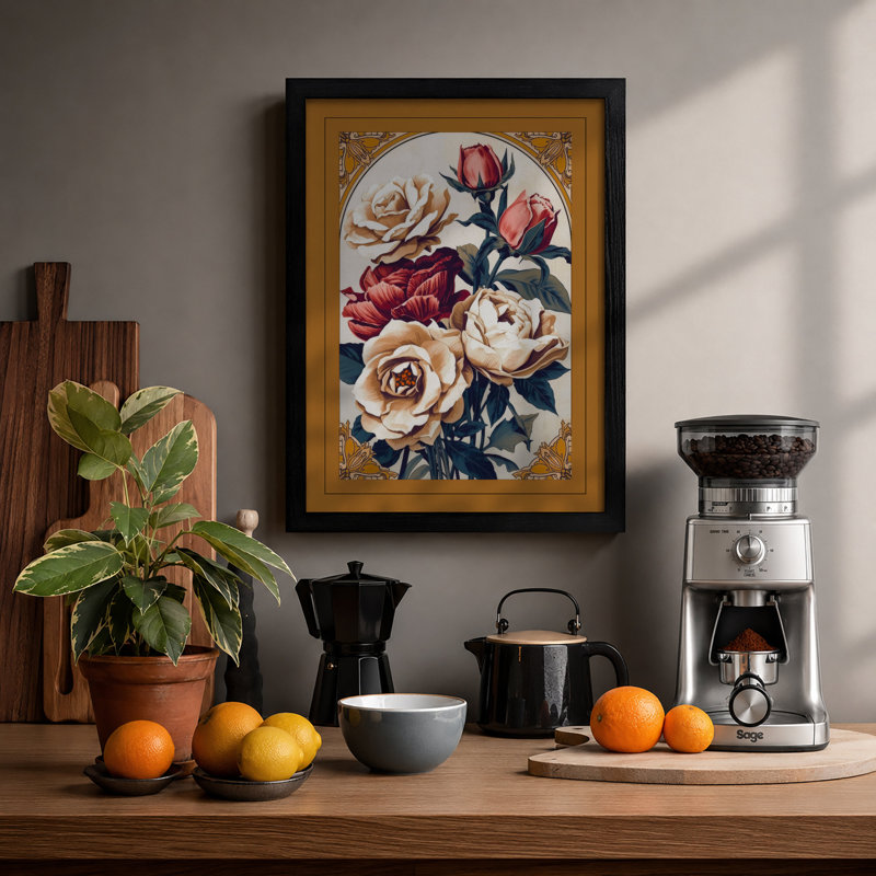Victorian Rose Compendium Botanical - Framed Print, Black, A3 - 42.0 x 29.7 cm