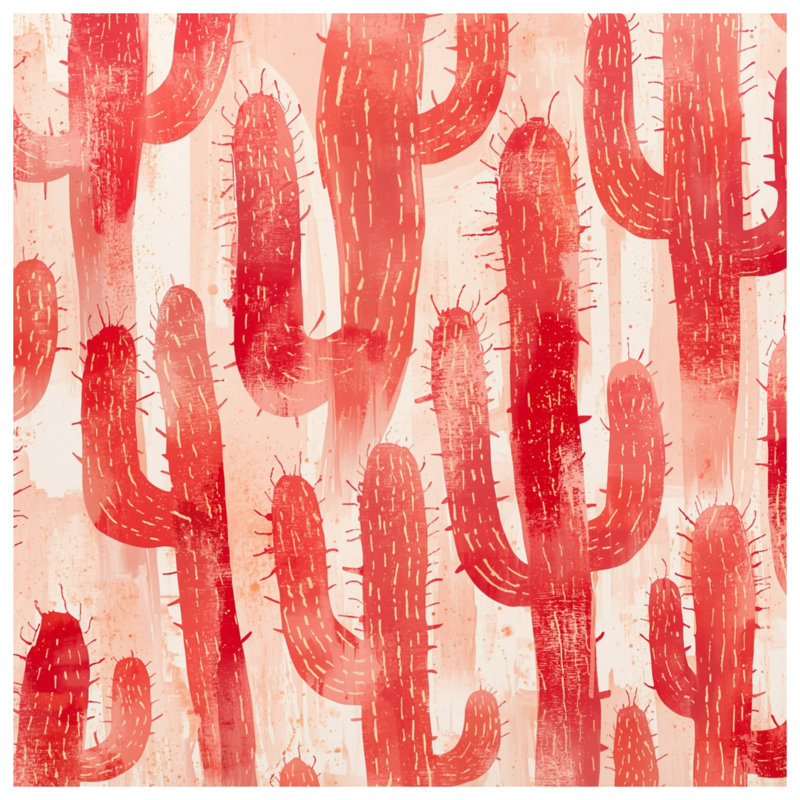 Red Cactus Pattern Bedding Cactus Bedspread Nature, King