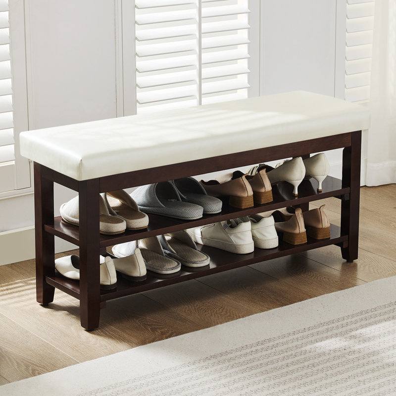 Banc de rangement pour chaussures 40 po, Blanc